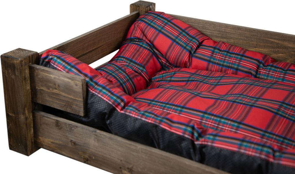 Hundebett Winston XXL Palisander mit Füßen mit Kissen rot 100x60x25cm