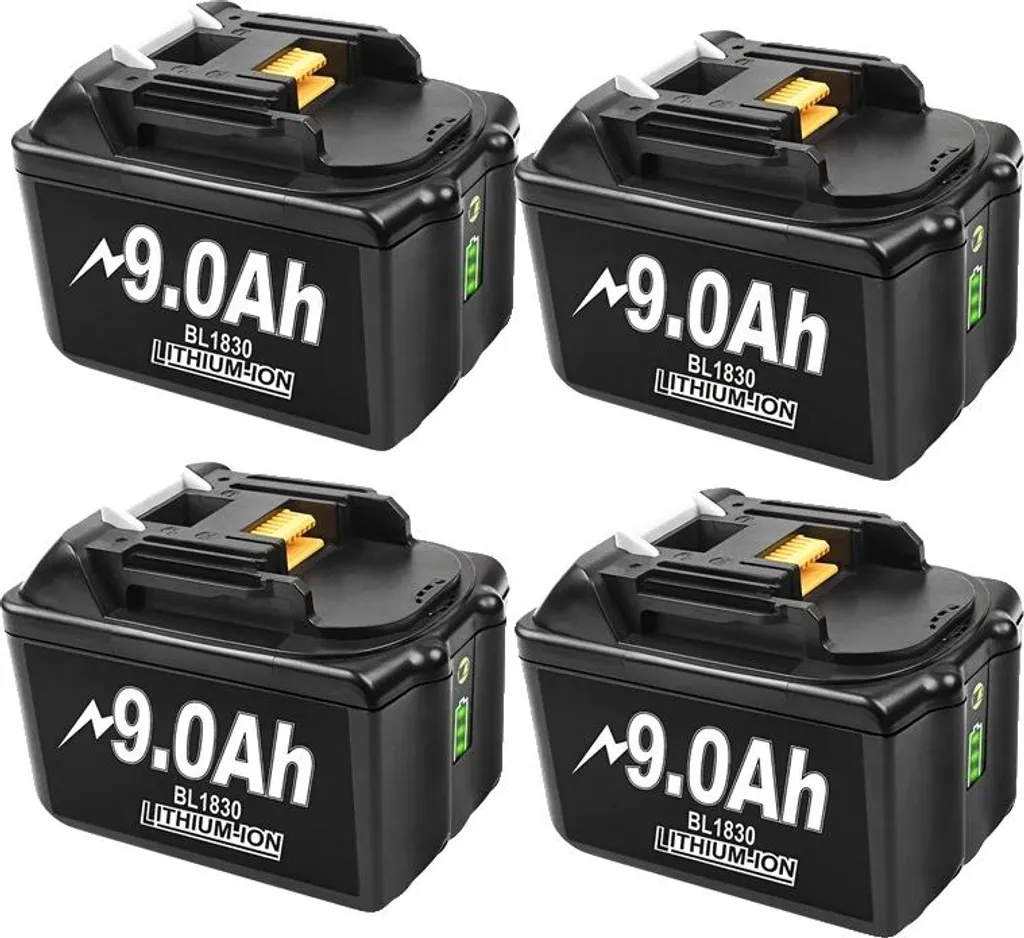Batterie 18V 9,0 Ah Li-Ion : Fini les Interruptions - Pack de 4 avec Jauge LED