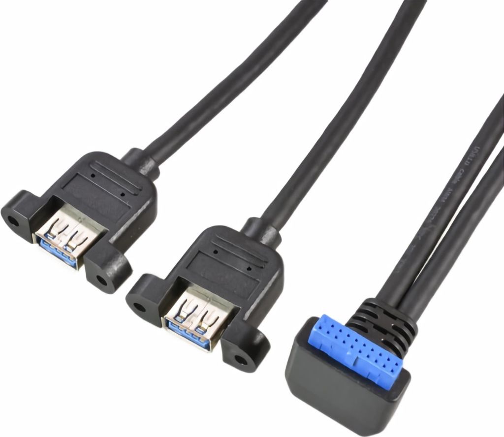 D11 USB 3.0 internes Verlängerungskabel – 19-Pin Pfostenbuchse auf 2× USB 3.0, Mainboard Frontpanel Adapter, High-Speed bis 5 Gbit/s