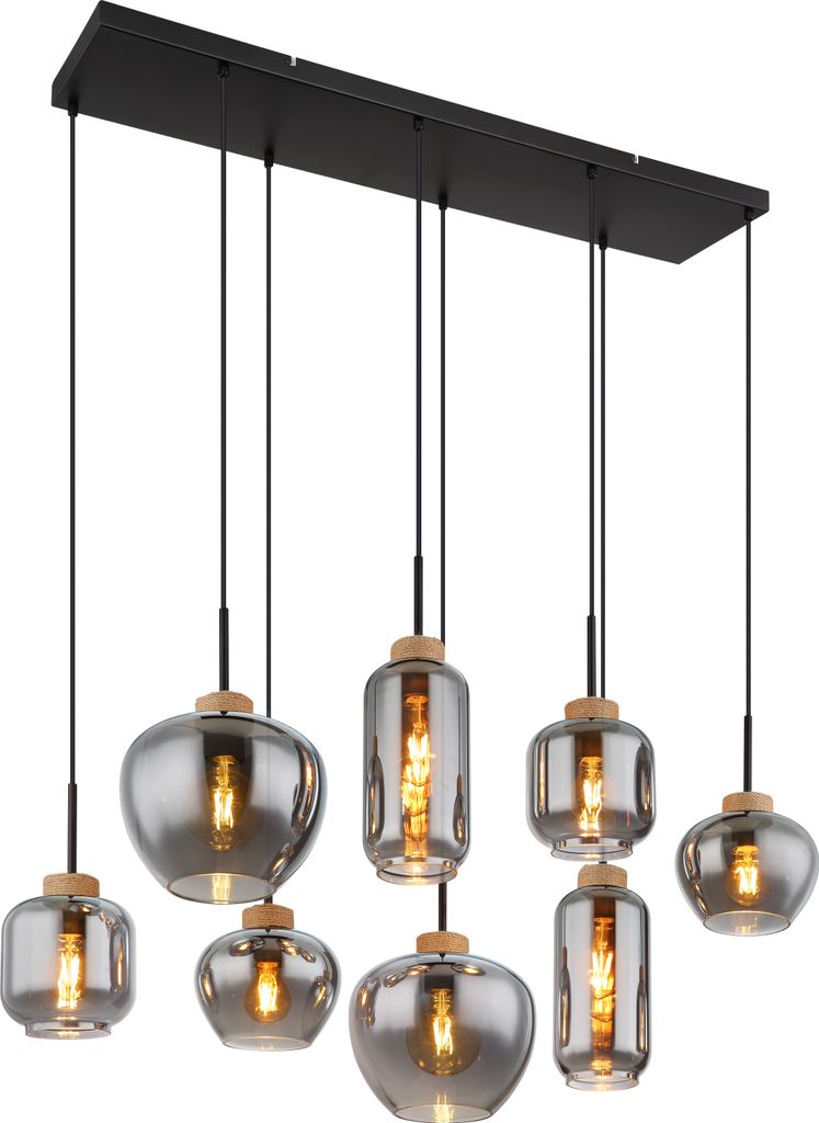 Globo Lighting Hängeleuchte Metall schwarz matt, 8x E27 Produktbild 