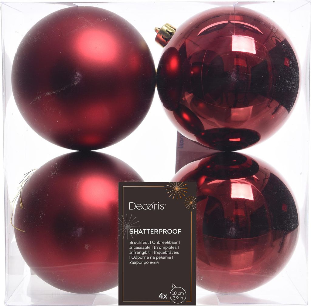 Weihnachtskugeln Kunststoff 10cm 4 Stück - Ochsenblut Produktbild 