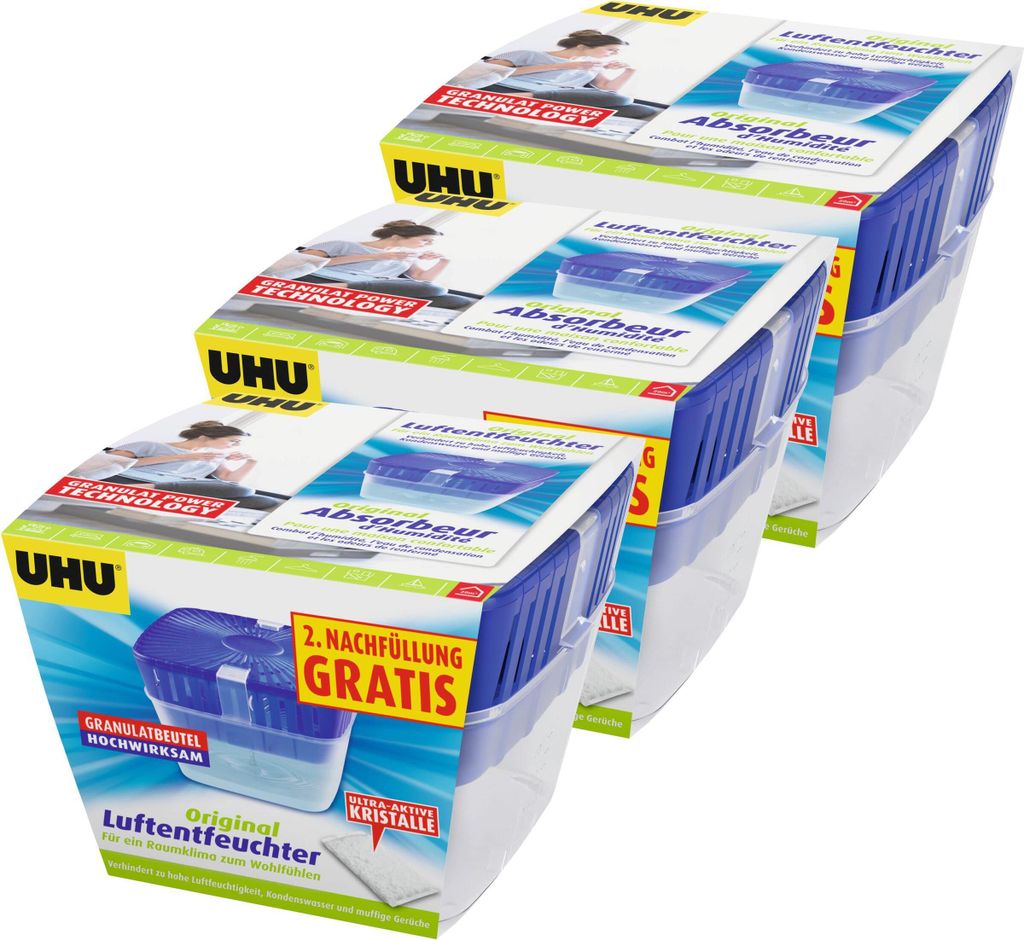 3x UHU 47130 Luftentfeuchter Original 450 g