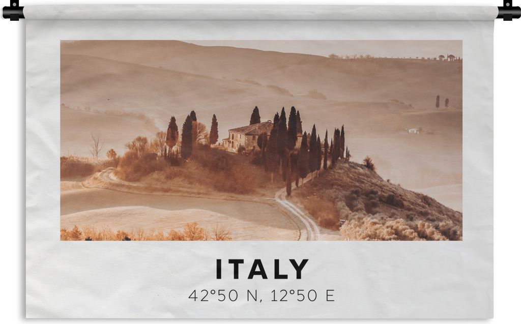 MuchoWow Wandteppich Wandbehang Italien - Toskana - Bäume 150x100 cm Tapisserie Dekoration Wandtuch - Waschbar - Tapisserien - Wand-Decke
