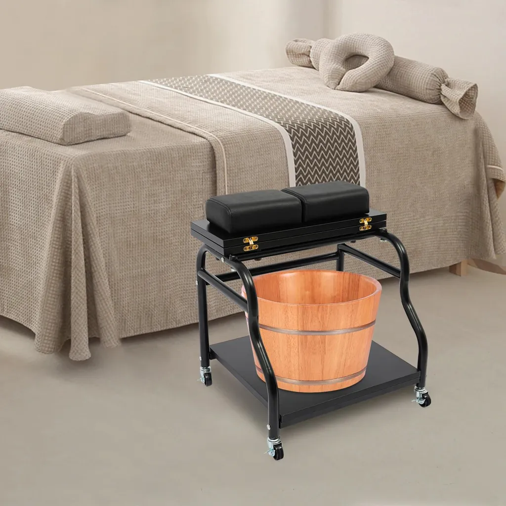 Table de soin pour bain de pieds et matériel de manucure pro à roulettes