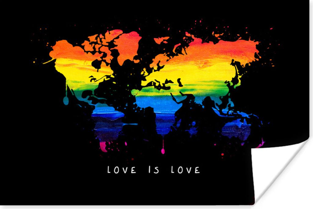 MuchoWow Poster Weltkarte - Stolz - Liebe 60x40 cm - Schlafzimmerdekoration