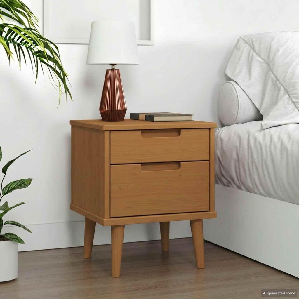 vidaXL Nachttisch Karamell 40 x 35 x 48 cm Massives Kiefernholz