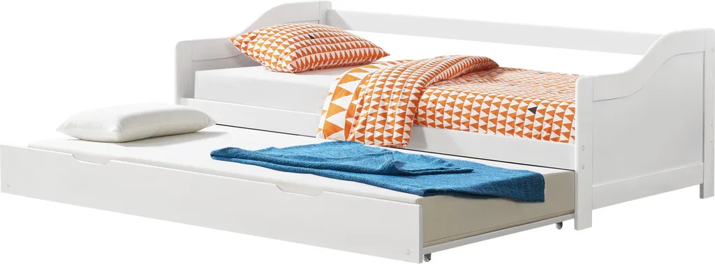 Lit d'appoint gigogne blanc pour chambre d'amis et studio 90x200cm