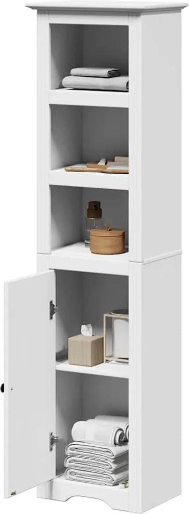 Mobile Colonna Bagno BODO 44x30x160 cm Bianco | Struttura in Pino