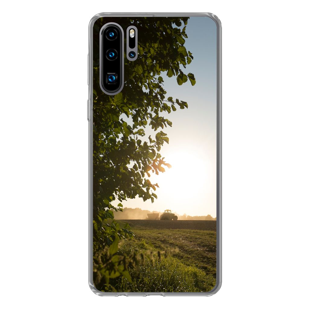 MuchoWow Handyhülle Schutzhülle Hülle für Huawei P30 Pro Traktor - Bauernhof - Sonne Silikon Softcase Handy Hülle - Schutzdeckel