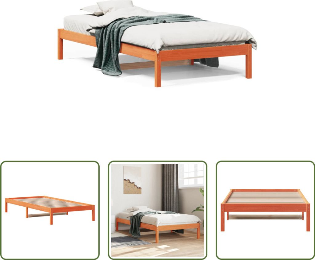 The Living Store Tagesbett Wachsbraun 80x200 cm Massivholz Kiefer