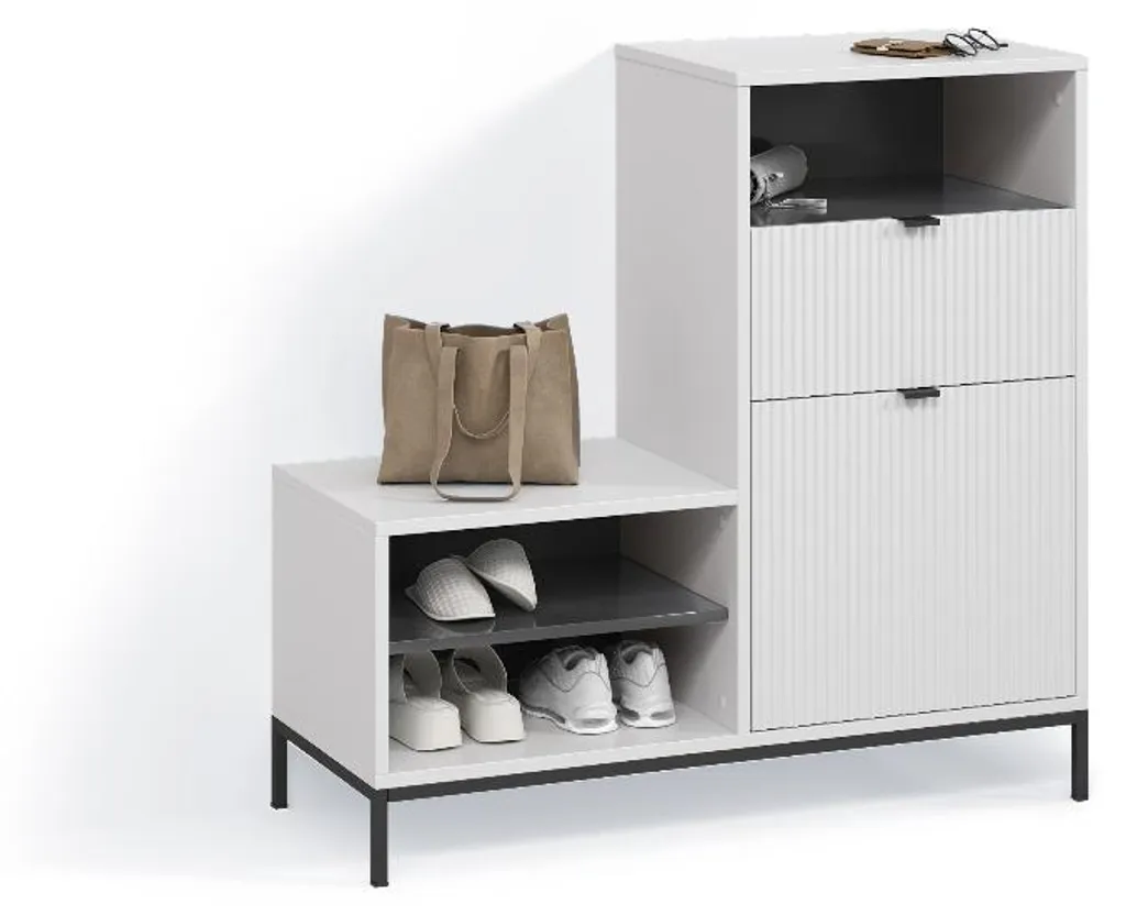 Banc à chaussures blanc 100cm Livinity Aterno avec tiroir de rangement