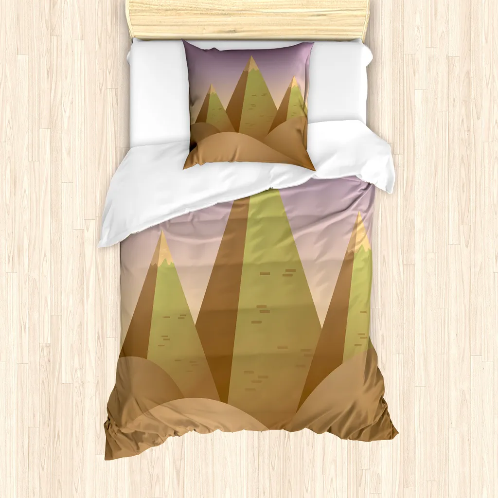 ABAKUHAUS Set copripiumino egiziano per letti singoli, Pyramiden Dune Sand, antiacaro, adatto a chi soffre di allergie, con federa, 135 cm x 200 cm - 80 x 80 cm, kaki, grigio, rosa