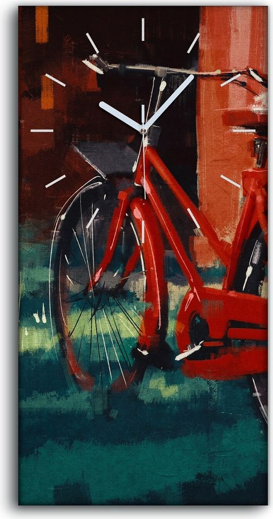 Wandbild Leinwand Bilder Wanduhr Geräuschlos 30x60 Eimer Blume Fahrrad Vintage - weiße Hände