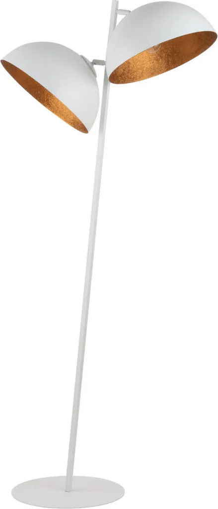 Luminaire sur pied moderne à double coupole blanc et cuivre Sphere