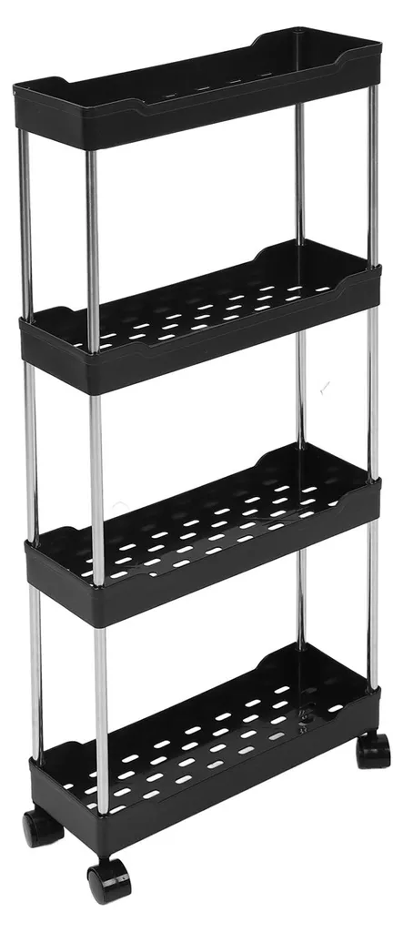 Meuble de rangement pour espaces étroits, tour de rangement mince 4 bacs