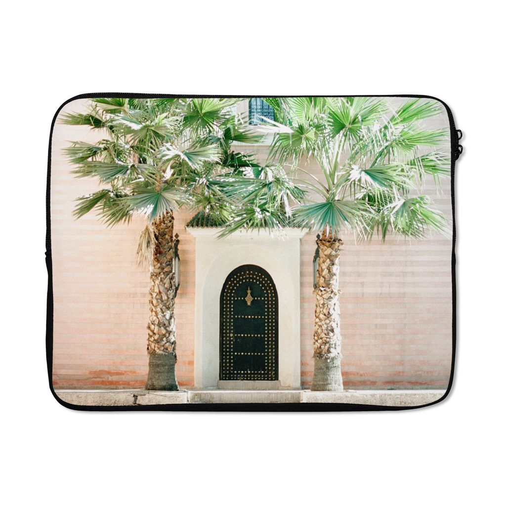 MuchoWow Laptop Hülle 17 Zoll Laptoptasche Tür - Marrakesch - Palme - Weiß - Tropisch - Zipper - Schutzabdeckung
