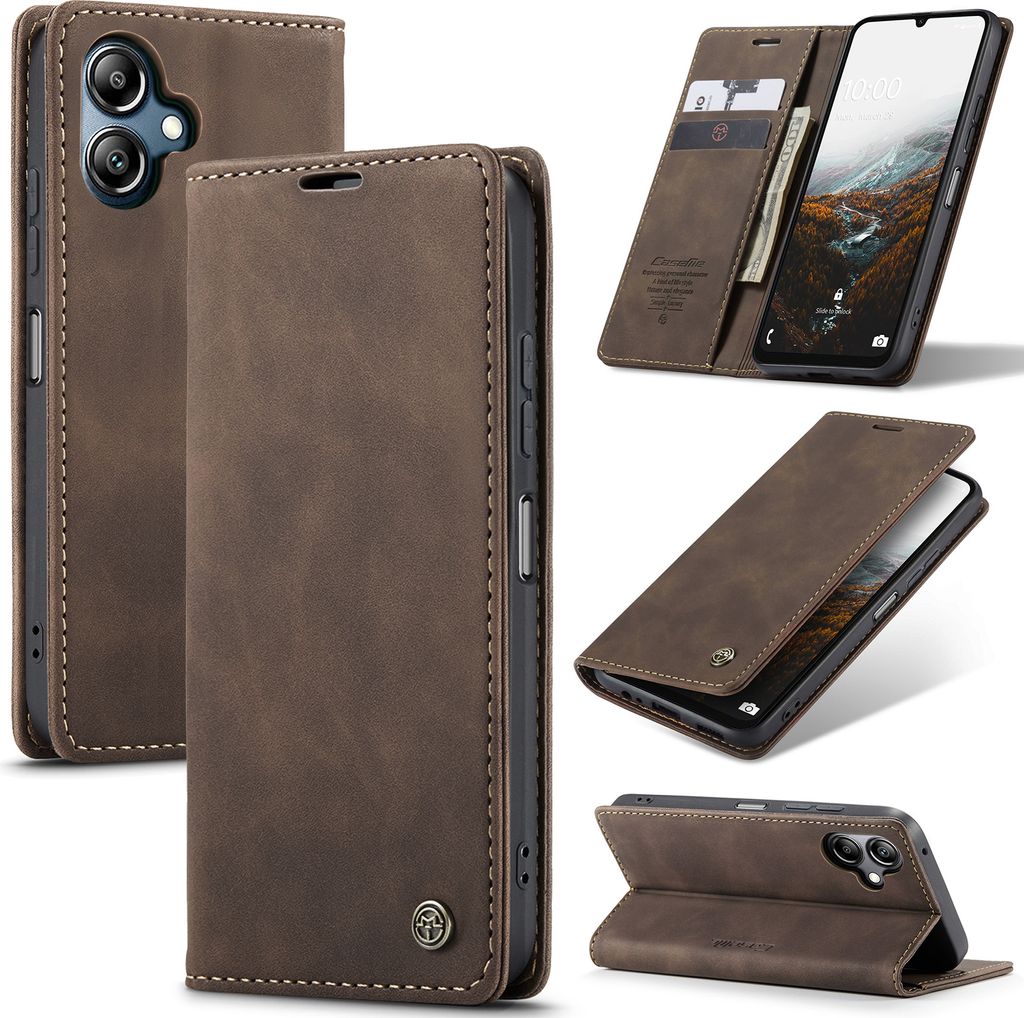 Hülle für Samsung Galaxy A16 Retro Kunstledertasche mit Standfunktion Schutzhülle Kaffee