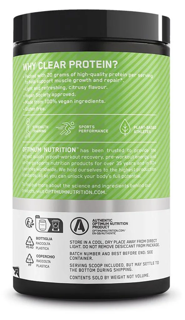 Clear Protein 100% Plant Isolate Saveur Lime 280g - Optimum Nutrition FR