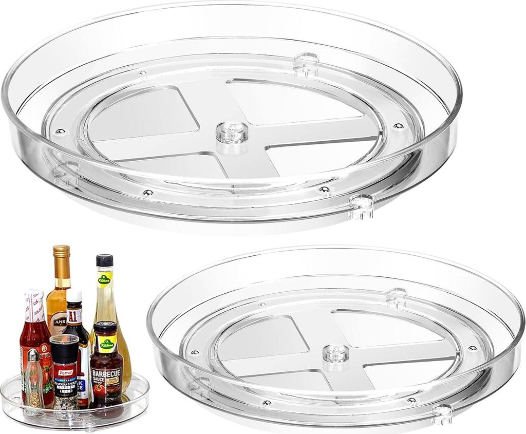 Lazy Susan Kühlschrankorganizer 2 Stück Drehplatte Organizer für Küche, Kosmetik, Gewürze und Vorratsbehälter - 2 Größen (ø: 23)