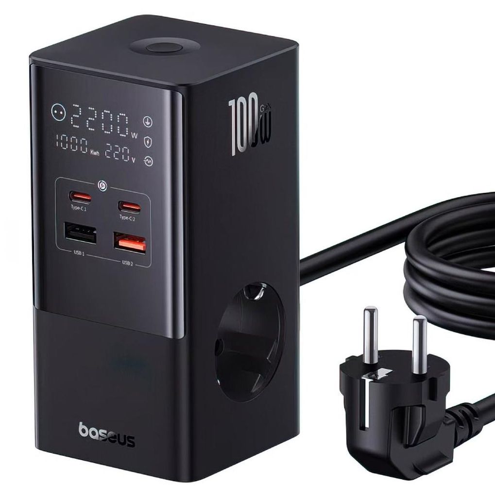 Baseus PowerCombo Tower, Vnitřní, AC, 1,5 m, Černá Obrázek produktu 