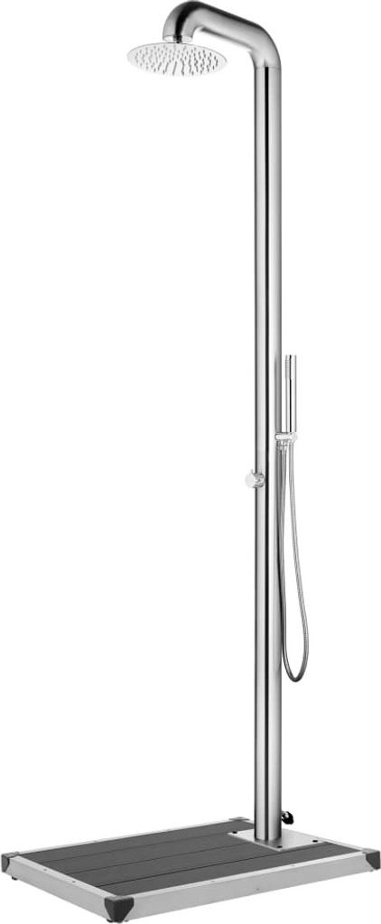 Gartendusche mit Grauer Bodenplatte 230 cm Edelstahl