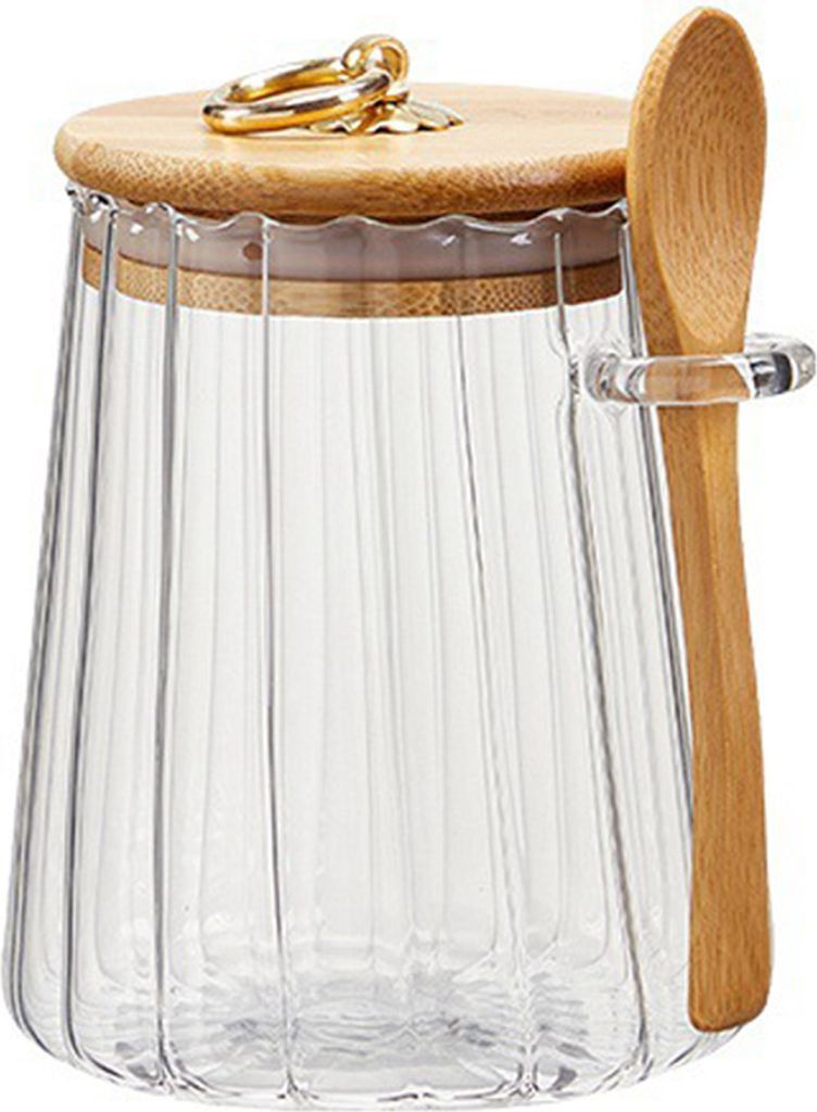 700 ml Vorratsdose aus Glas mit Löffel, großes Fassungsvermögen, weite Öffnung, BPA-frei, vielseitig einsetzbar, Behälter für Kaffee und Zuck...