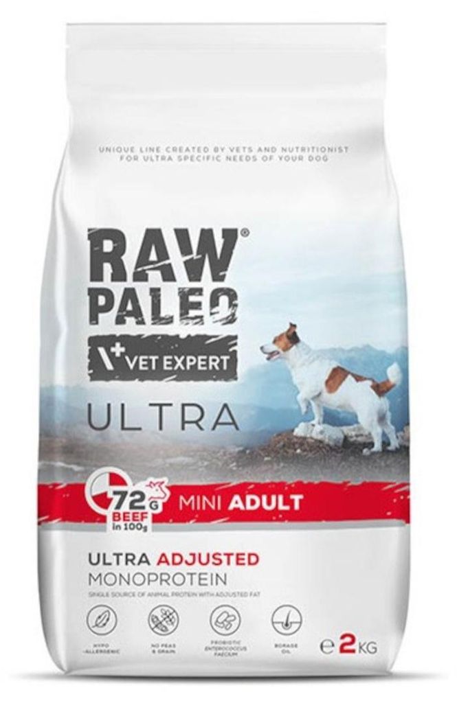 Suché krmivo Raw Paleo Ultra Beef Adult Mini 2kg s hovězím Obrázek produktu 