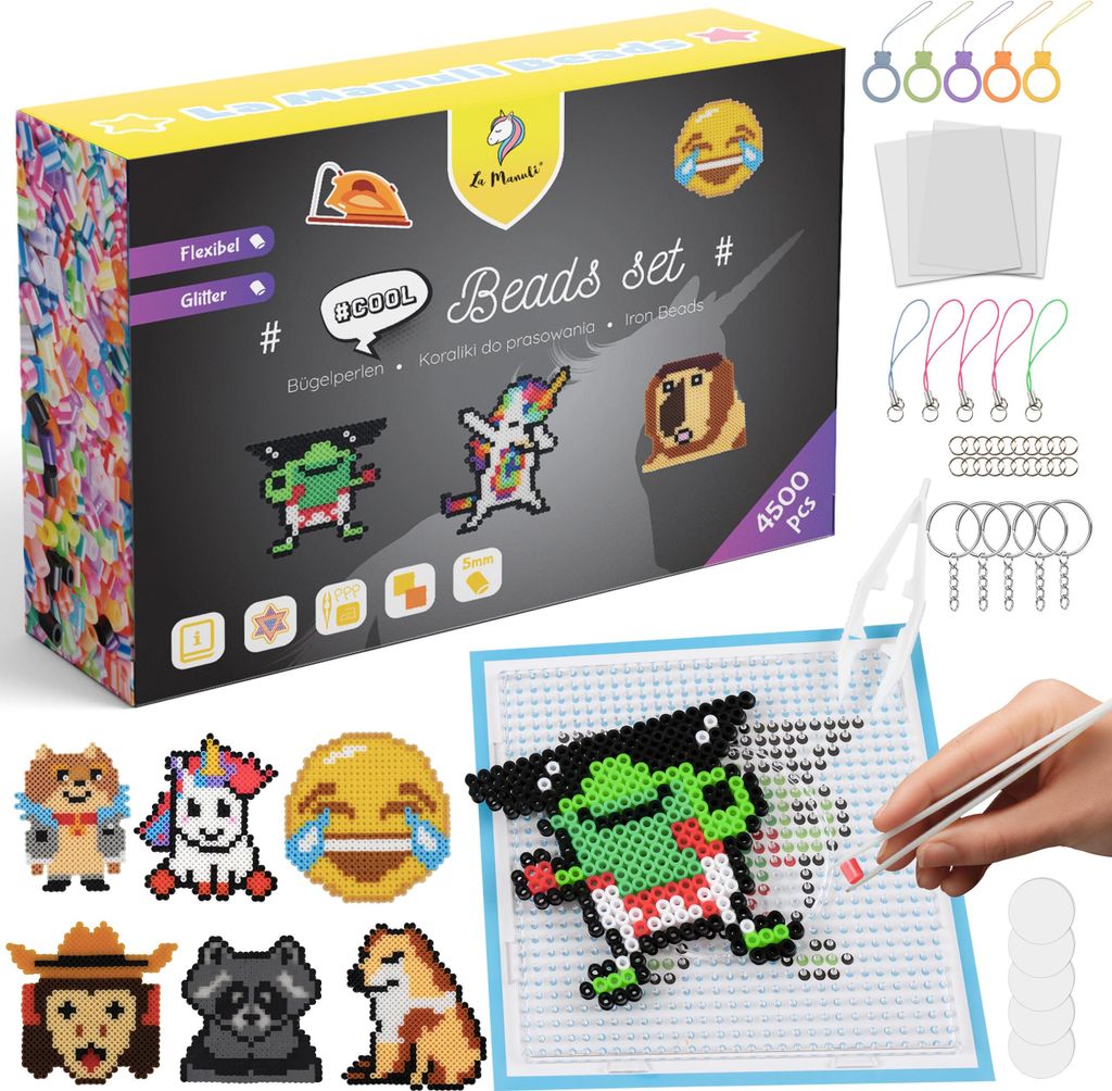 La Manuli Bügelperlen Set 4500 Stück Steckperlen 5mm Midi Produktbild 