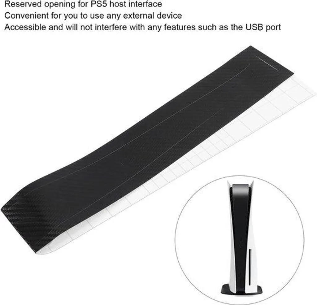Film protection console PS5 noir carbone antirayure pour partie centrale