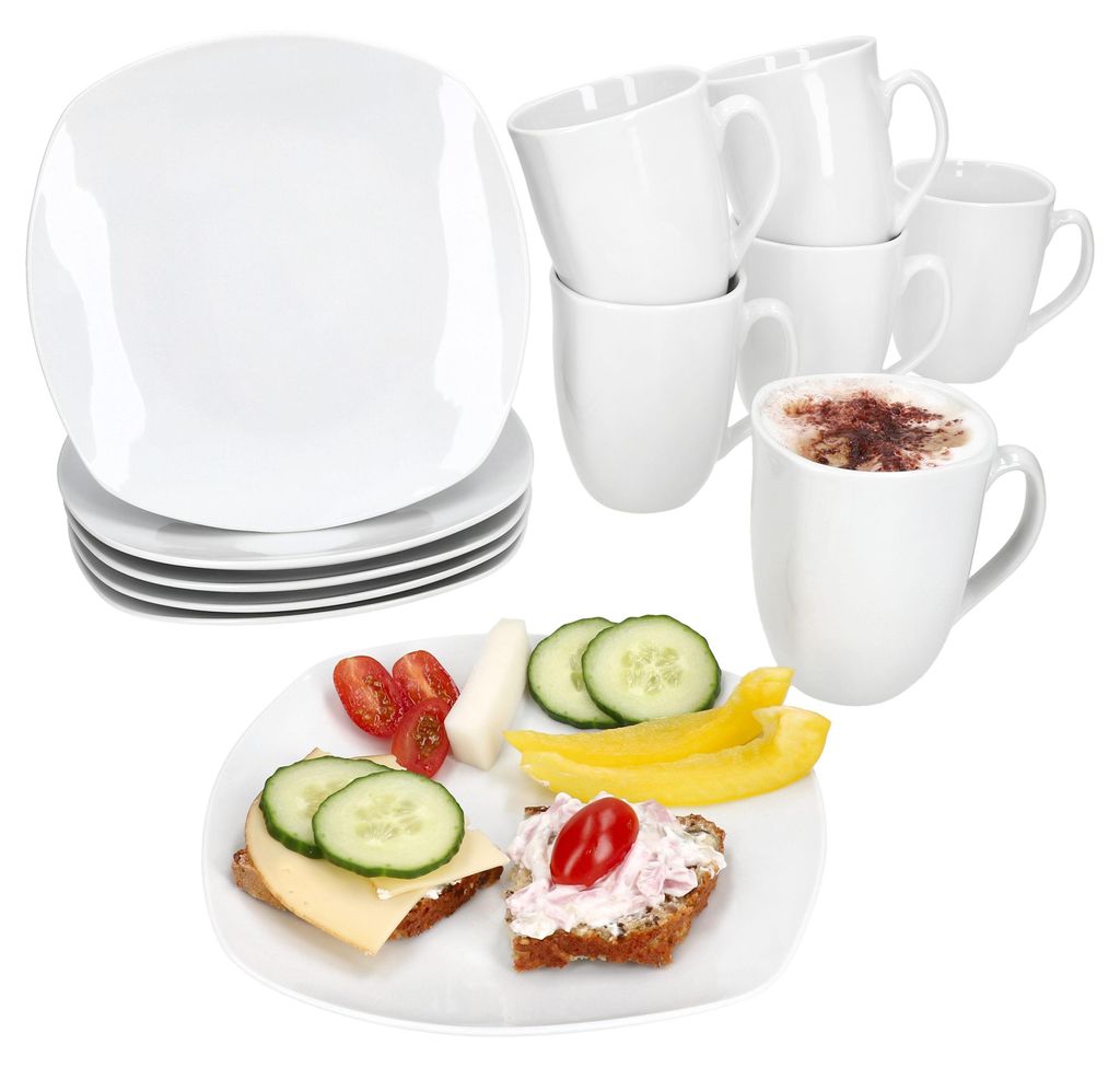 12dílná snídaňová sada Lotta bílý porcelán 6 osob malé Obrázek produktu 
