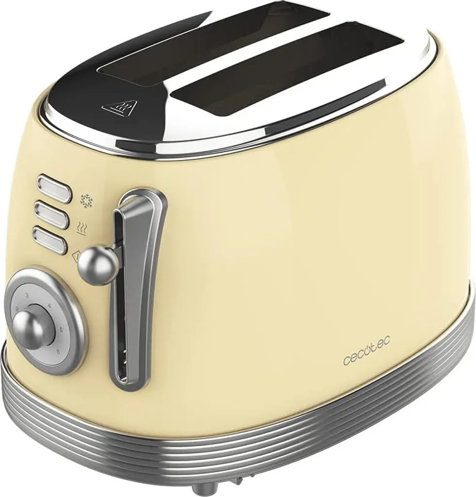Grille-pain Jaune Vintage Cecotec : Le Petit-Déjeuner Idéal en Famille