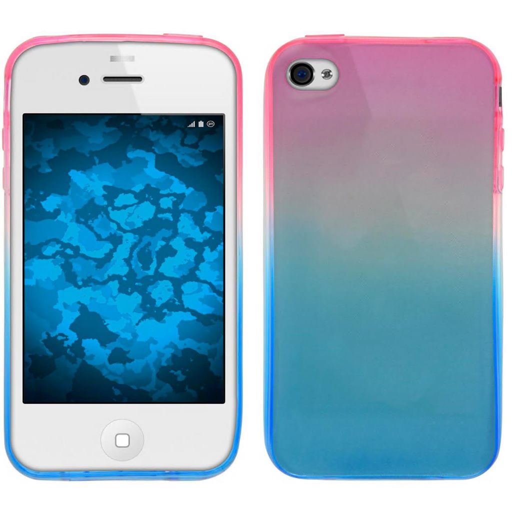 PhoneNatic Case kompatibel mit Apple iPhone 4S - Design:06 Silikon Hülle Ombrè + 2 Schutzfolien