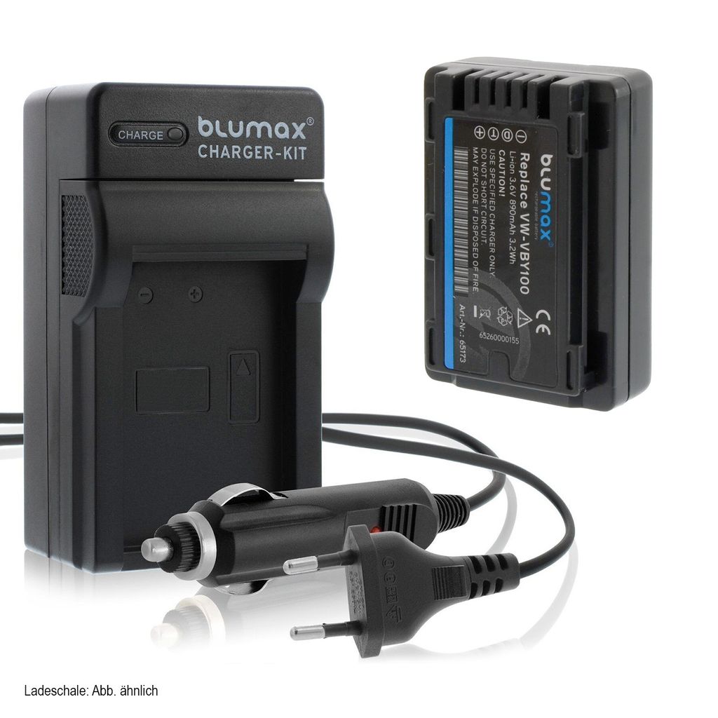 1x Akku + Lader für Panasonic VW-VBY100 HC-V10, ,V500M, V700M, 890 mAh