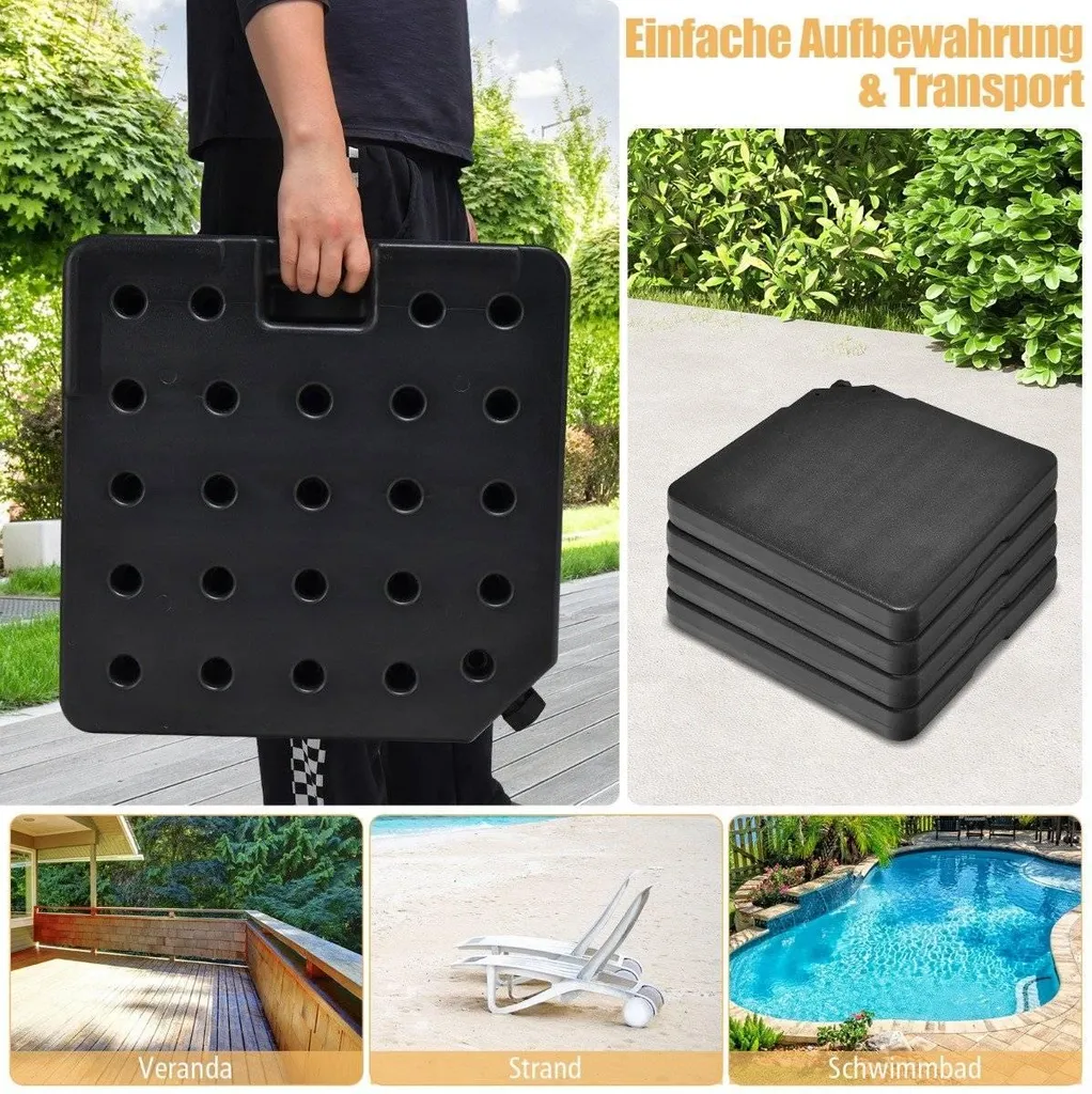 Socle de parasol à lester 52 litres - Support robuste eau et sable