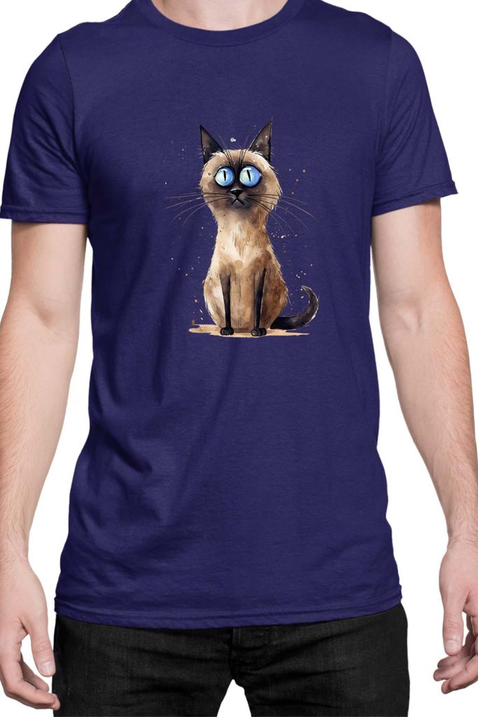 Herren T-Shirt Funny Cats Breeds Thai Cat, Man 3XL / Dunkelblau