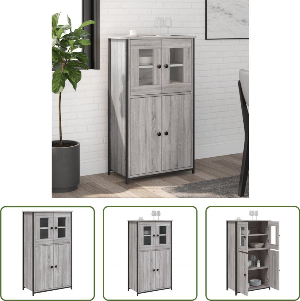 The Living Store Highboard Grau Sonoma 62x32x106,5 cm Holzwerkstoff