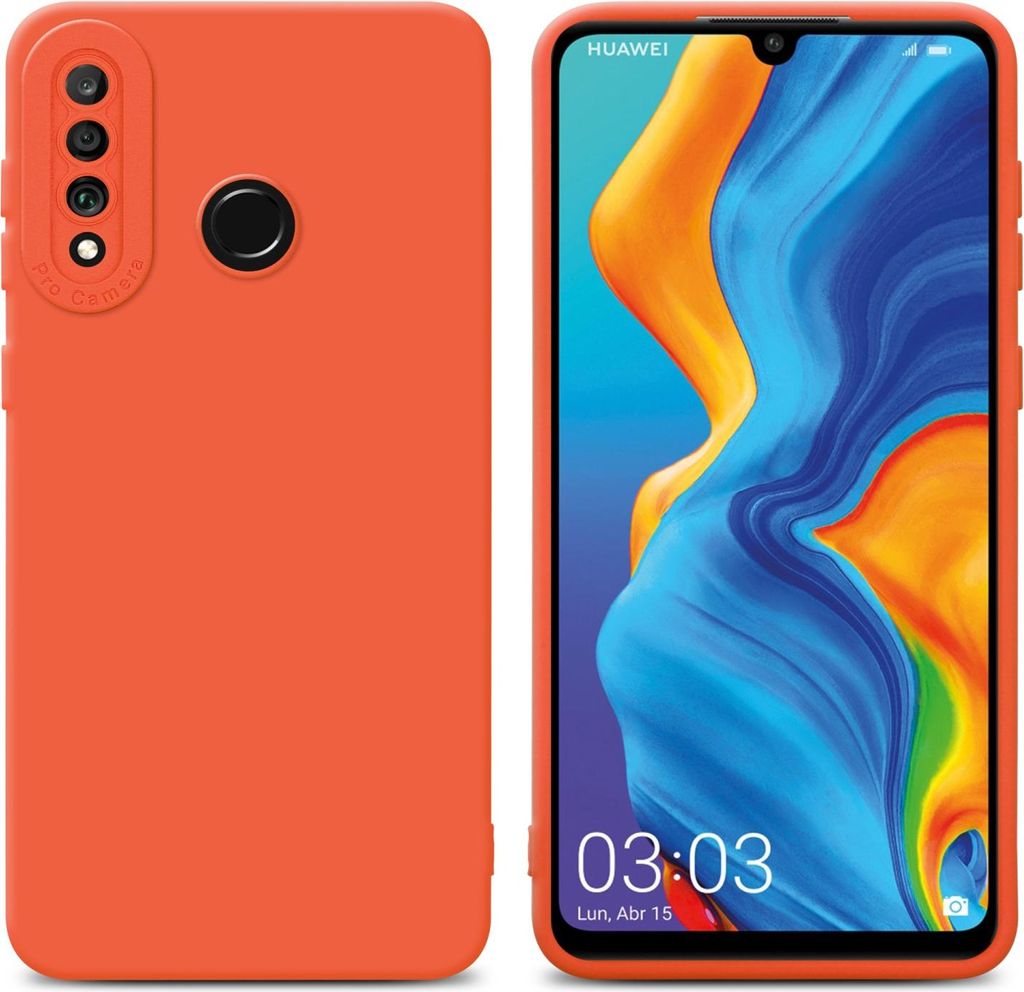 Cadorabo Hülle für Huawei P30 LITE Schutz Hülle in Orange TPU Silikon Etui Case Handyhülle