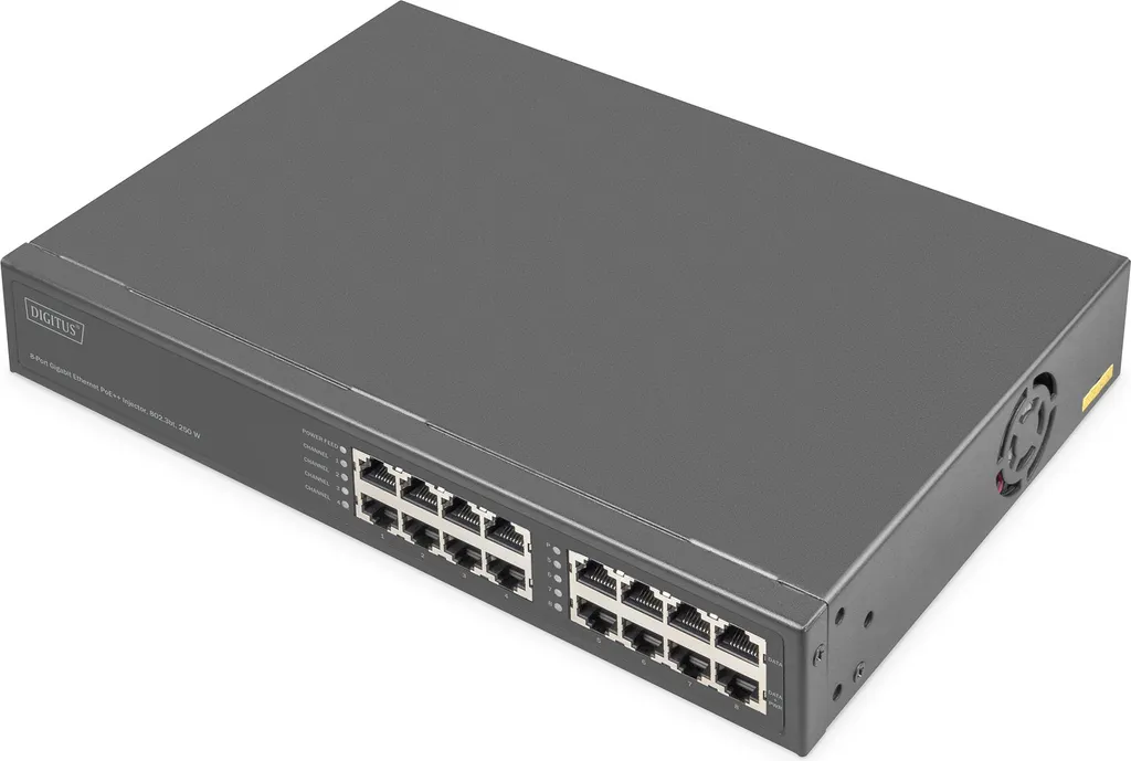 Switch PoE+ 250W Gigabit 8 Ports DIGITUS avec Boîtier Métal Noir