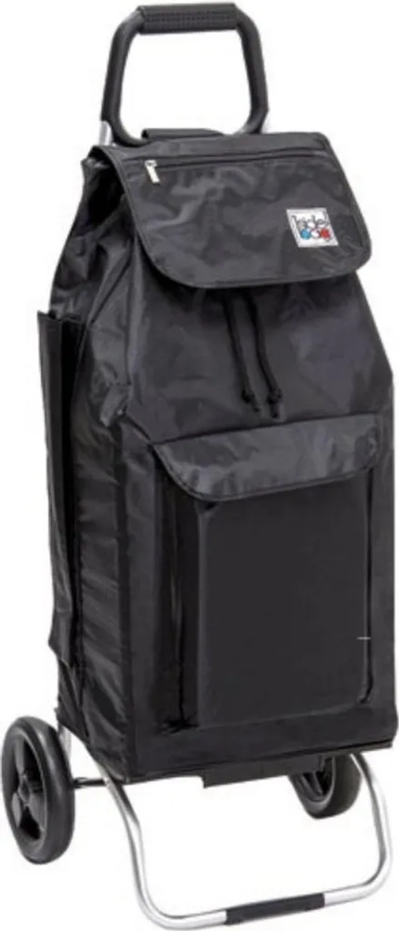 Chariot de courses à 2 roues Carlux avec sac multipoches noir 45L