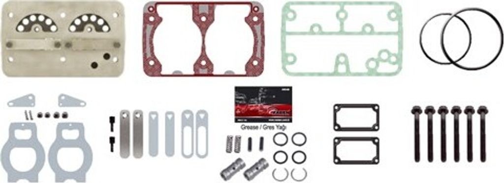 Volvo Kompressor Reparatursatz, Zylinderkopf + Dichtungen + Schaufeln + Schrauben + Ventile + Sicherungen | FH FM NH B 12
