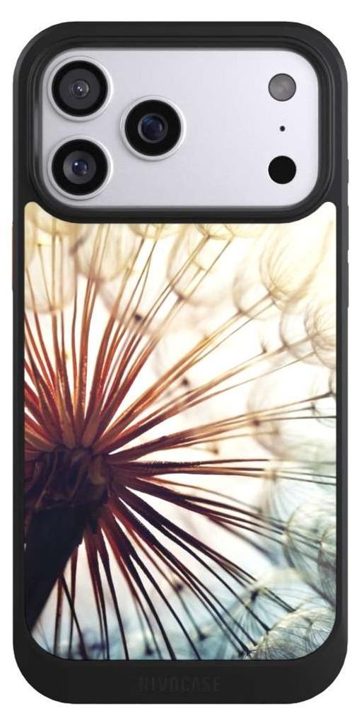 NIVOCASE Hülle für Apple iPhone 17 Pro Max Handyhülle NIVOcore Case Schwarz Blumen Fotografie Pusteblume