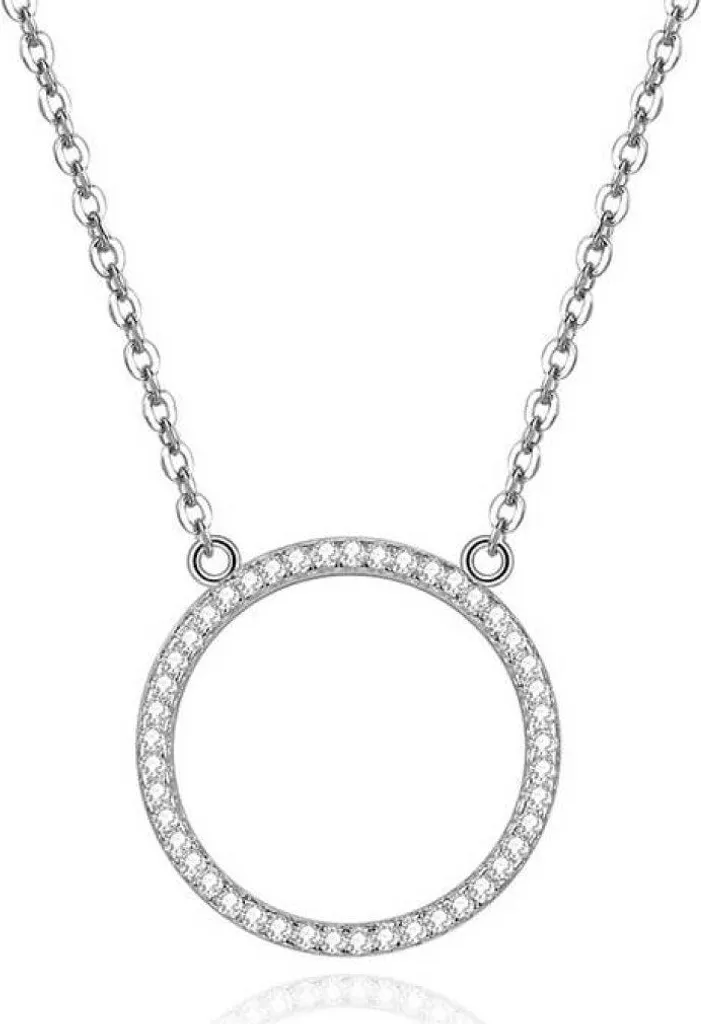 Collier en argent rhodié brillant AGS1224/47 pendentif cercle de 47cm