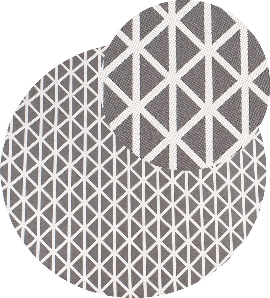 BELIANI Outdoorteppich Grau und Weiß 160 cm Rund Geometrisches Muster Modern Indoor Outdoor Terrasse Balkon Garten