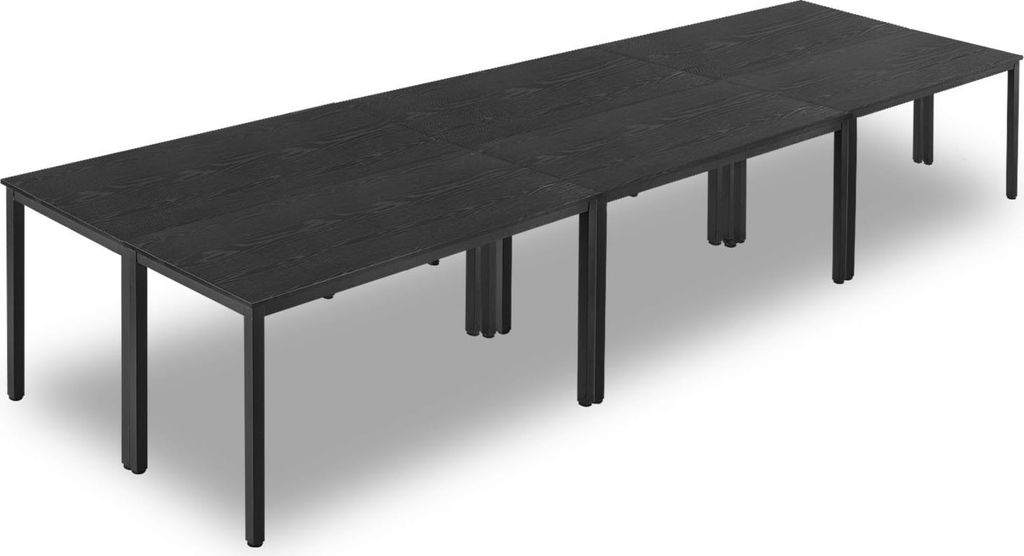 Konferenztisch - 6-teiliges Besprechungstisch-Set - Für 16 Personen - 140 x 60 cm je Tisch - Rechteckig - Modular kombinierbar - Metallgestell - F...