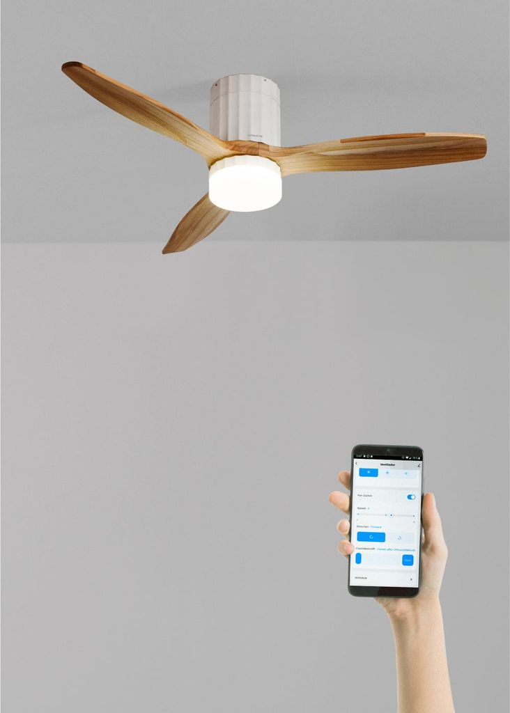 WIND CALM LINE - Leiser Deckenventilator 40W Ø132 cm 100% Holz
