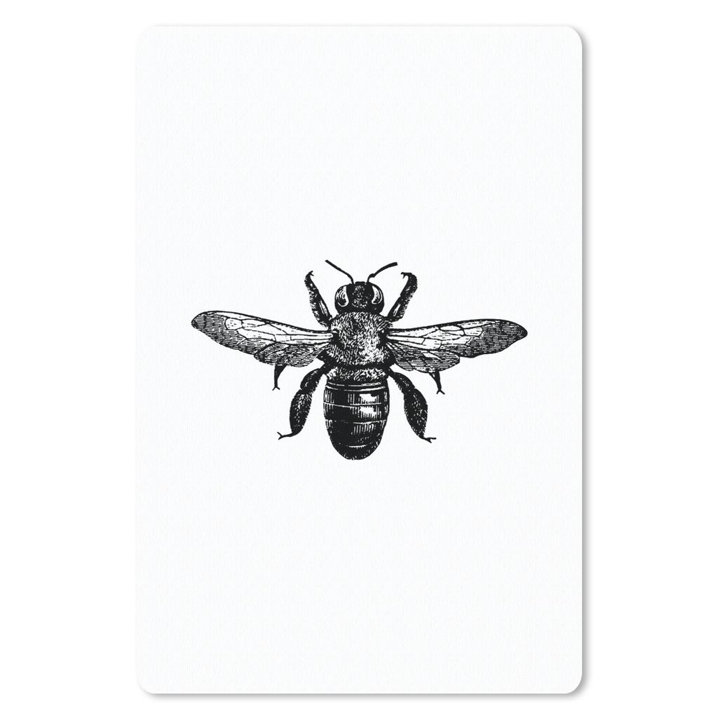 MuchoWow Mauspad Mousepad Biene - Insekt - Vintage - Schwarz und weiß 18x27 cm - Mousepads - Maus Mat - Pad - Mausunterlage