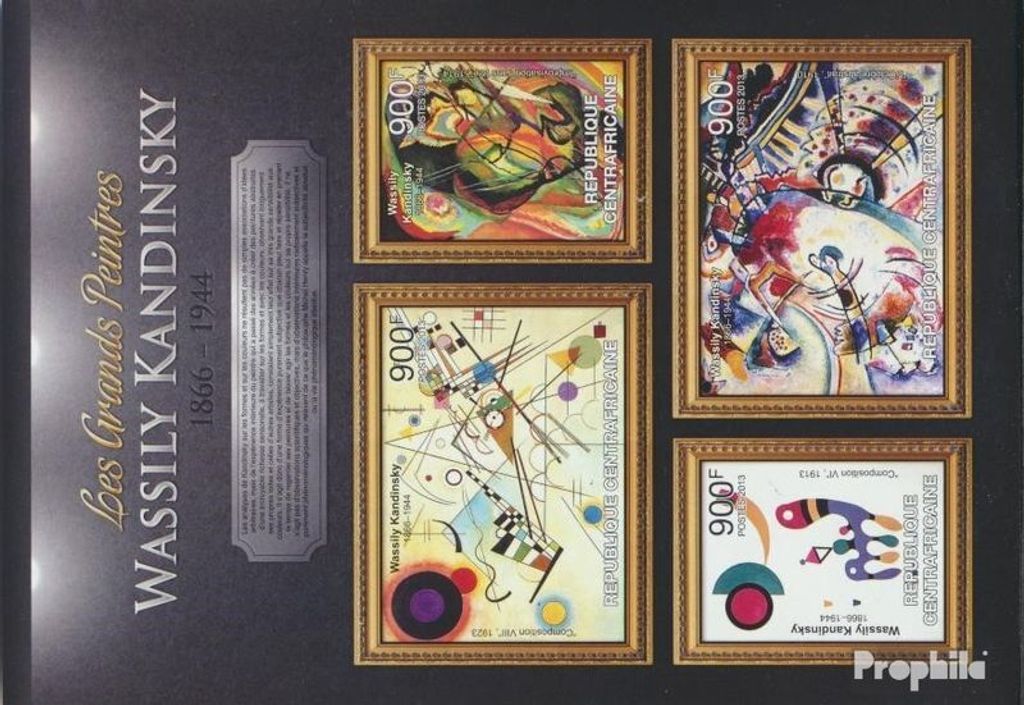 Briefmarken Zentralafrikanische Republik 2013 Mi 3977-3980 Kleinbogen (kompl. Ausgabe) postfrisch Wassily Kandinsky