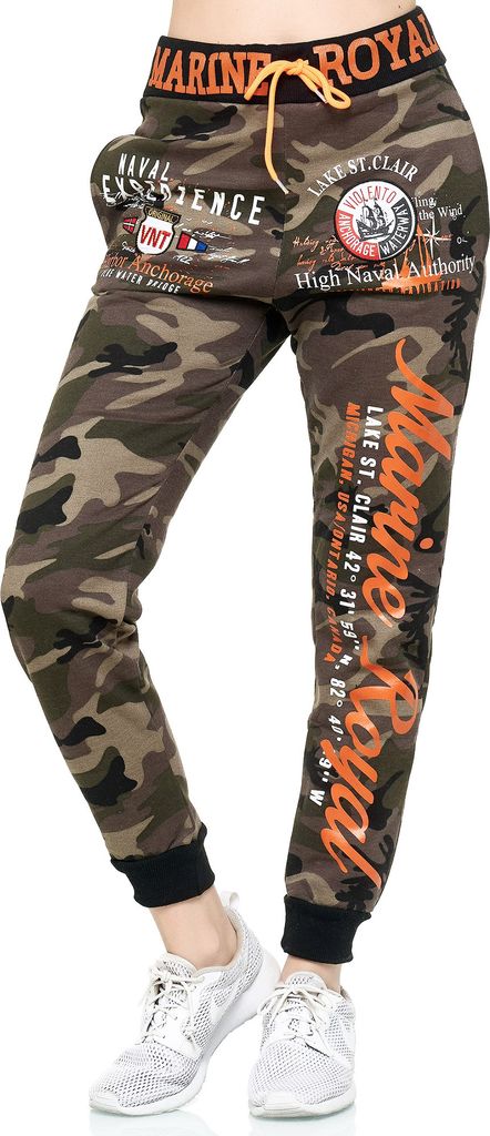 Damen Jogginghose | 100 % Baumwolle | Marine 512 Kahki/Camo XL