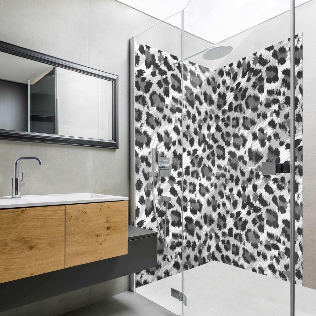 Duschrückwand Tiere selbstklebend - 0.35 mm Wandpaneel wasserfest Katze grau Badrückwand fugenlos Smart matt 90x210 cm