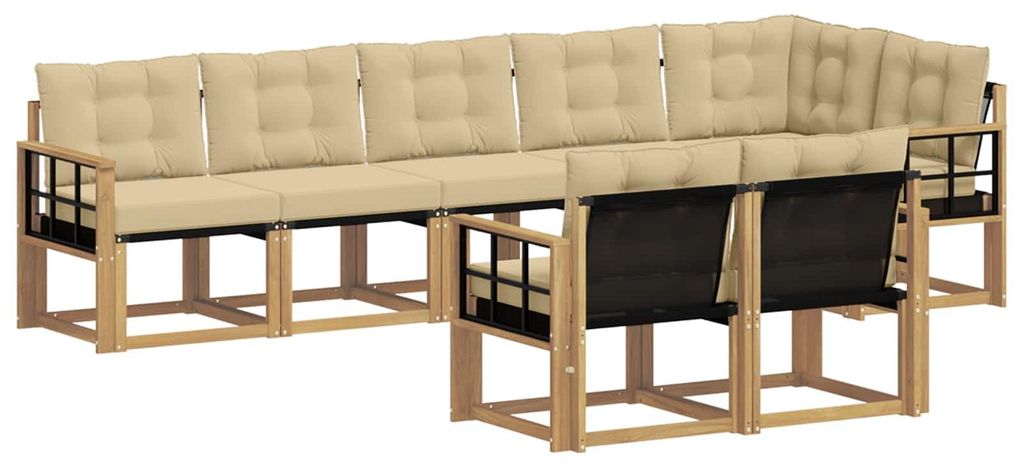 vidaXL Outdoor-Sofagarnitur mit Kissen 8 pcs Weiß und Beige